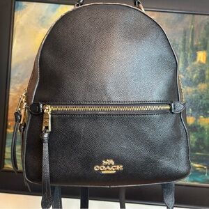 Coach Black Backpack with Gold Accents